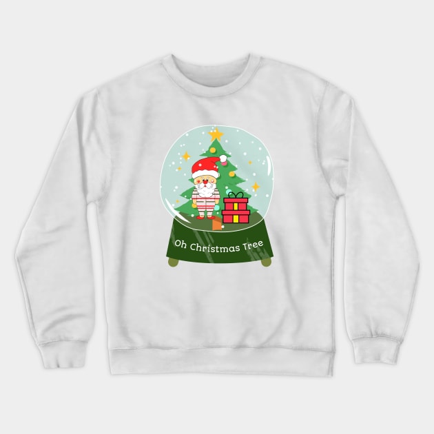 OH Christmas Tree Santa Claus Snowglobe Crewneck Sweatshirt by SartorisArt1
